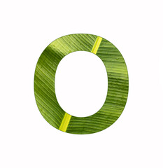Alphabet letter O - Banana leaf background, natural background