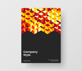 Bright geometric shapes annual report template. Minimalistic postcard design vector concept.