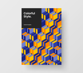 Original geometric tiles journal cover concept. Unique corporate brochure design vector layout.