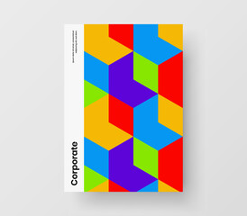 Multicolored mosaic tiles poster template. Clean company cover A4 design vector concept.
