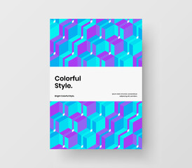 Isolated company brochure vector design layout. Premium geometric shapes handbill illustration.