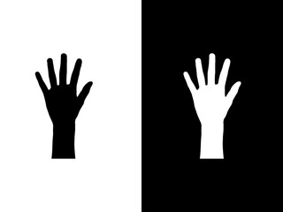 Art illustration design concpet icon black white logo isolated symbol of hand gesture five