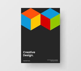 Original geometric hexagons cover layout. Unique company identity A4 vector design illustration.