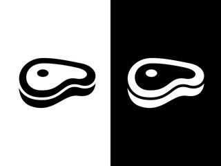 Art illustration design concpet icon black white logo isolated symbol of meat steak