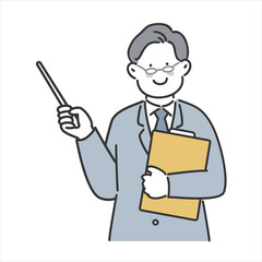 教室で授業をする男性教師　案内
