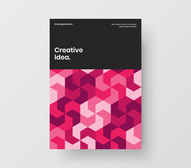 Vivid handbill design vector concept. Trendy geometric hexagons company cover illustration.