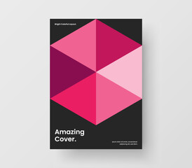 Trendy corporate brochure design vector concept. Bright mosaic pattern booklet illustration.