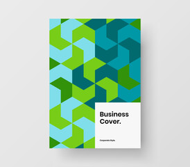 Clean geometric shapes postcard layout. Creative company brochure A4 design vector illustration.