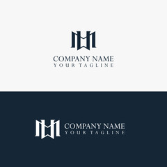 Elegant W M initial letter vector logo template.