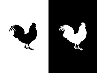Fototapeta na wymiar Art illustration design concpet icon black white logo isolated symbol of chicken