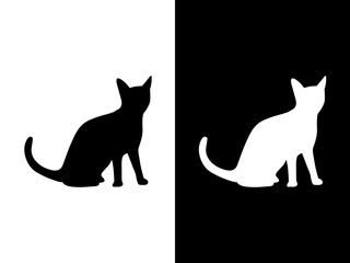 Art illustration design concpet icon black white logo isolated symbol of cat