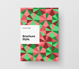 Bright geometric tiles handbill layout. Creative brochure A4 vector design illustration.