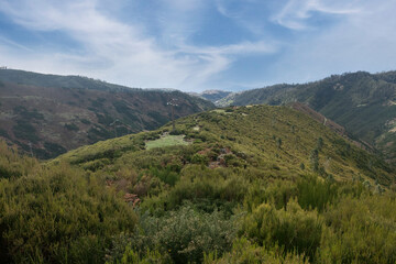Beautiful view of the mountains on the island. Green mountain valley.