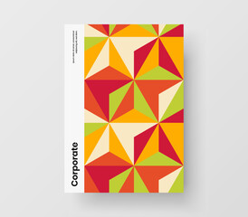 Fresh leaflet A4 vector design layout. Creative geometric hexagons journal cover concept.
