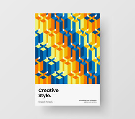 Modern mosaic hexagons postcard template. Trendy journal cover A4 design vector illustration.