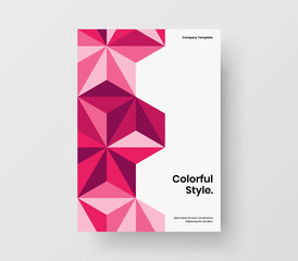 Premium placard vector design template. Modern geometric hexagons booklet concept.