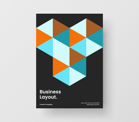 Bright geometric hexagons company brochure illustration. Modern catalog cover design vector template.