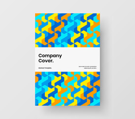 Clean geometric shapes pamphlet layout. Bright magazine cover design vector template.