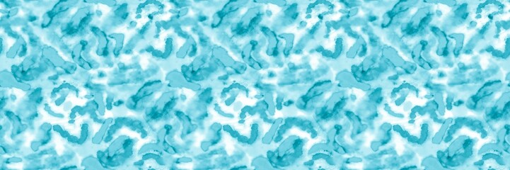 Seamless Modern White .Repeated Blue Tie Dye Wallpaper Texture. Blue Seamless Artistic Indigo Tie Dye Paper Shirt. Repeated Graphic