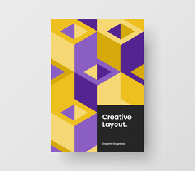 Modern annual report A4 vector design illustration. Amazing geometric shapes corporate brochure layout.