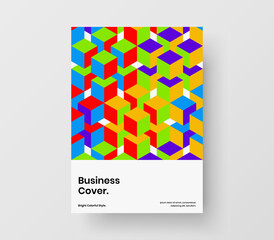 Vivid handbill A4 vector design layout. Original geometric pattern journal cover concept.