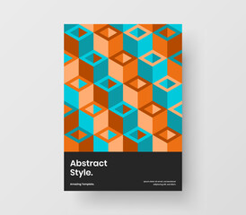 Isolated company cover A4 design vector template. Minimalistic geometric tiles annual report layout.