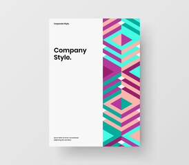 Unique booklet vector design illustration. Vivid geometric shapes company identity concept.
