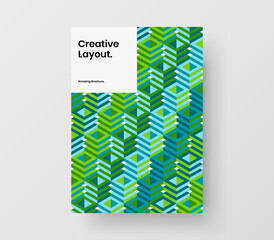 Creative book cover design vector template. Minimalistic mosaic hexagons pamphlet concept.