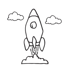 Rocket hand drawn icon design template