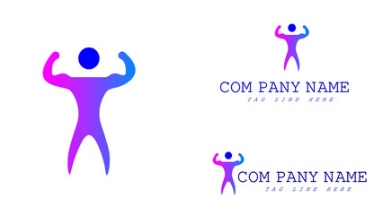 Art illustration icon design concept flat logo symbol emblem isolated vector of people line gym athletic