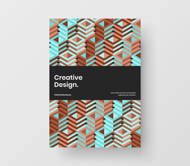 Multicolored mosaic pattern poster layout. Fresh book cover A4 vector design concept.