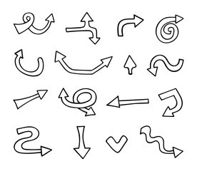 Vector set of hand drawn arrows, elements for presentation