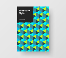 Minimalistic book cover A4 design vector template. Clean mosaic shapes front page illustration.