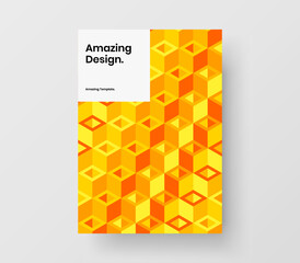 Vivid geometric shapes postcard template. Colorful brochure A4 vector design layout.