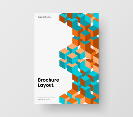 Abstract pamphlet A4 design vector concept. Modern mosaic hexagons presentation illustration.