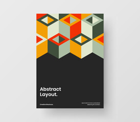 Minimalistic mosaic hexagons handbill template. Premium cover design vector concept.