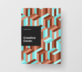Colorful company identity A4 design vector illustration. Minimalistic geometric tiles corporate brochure concept.