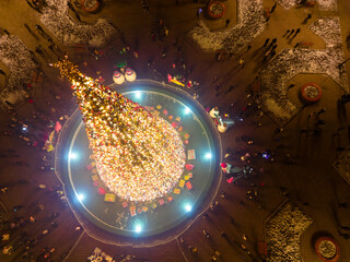 Aerial view of Christmas tree
