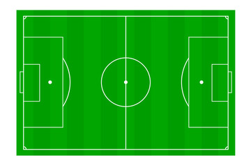 Soccer, football field, infographics, flat, app. Football field with green surface and white markings isolated on white background. jpg illustration of a soccer field jpeg 

