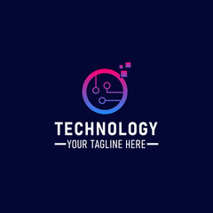 Technology Logo Template Design Vector, Emblem, Design Concept, Creative Symbol or Icon