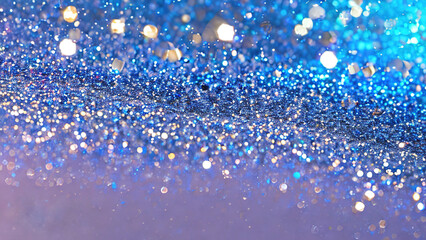 Blue Glitter In Abstract Background, Shiny, Christmas And New Year Texture, Generative AI