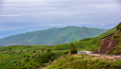 landscape with mountains and clouds