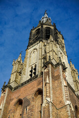 Old church in Delft Netherlands with sky view 