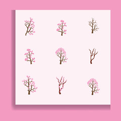 Obraz na płótnie Canvas Cherry blossom Japanese sakura vector icon set