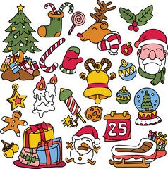 Fototapeta premium Christmas Color Cute Character Collection1