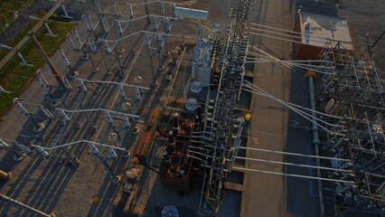 Electrical grid substation and high voltage electric switchyard converter transformer in America....