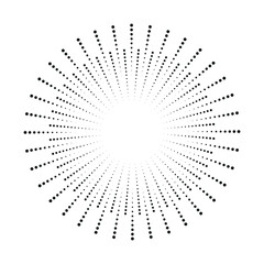Radial speed lines in circle form for comic books. Fireworks explosion background. Vector illustration. Starburst round Logo. Circular design element. Abstract Geometric star rays.