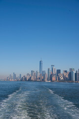 Naklejka premium Manhattan Skyline from the Staten Island Ferry