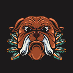 Bull Dog Retro Vector Illustration