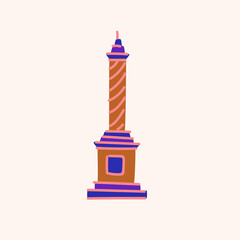 Flat drawing by hand. Illustration of a column. Isolated object on a light background.